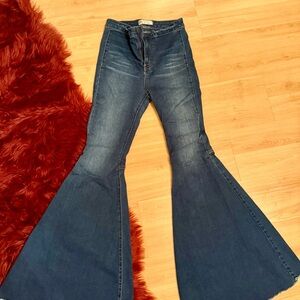 Free People Women's Flared Blue Jeans